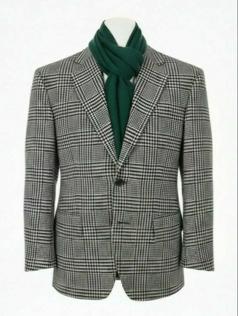 Vintage Protocol Black & White Glen Plaid Men's Blazer Sz 42